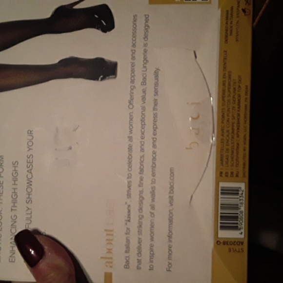NWT Baci Queen Size Sexy Black  Lace Top Dot Thigh Highs Afterdark By Baci - Picture 9 of 10